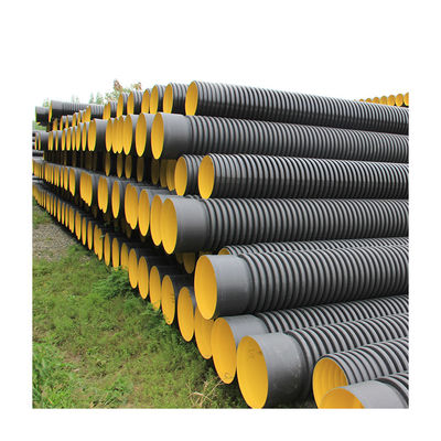 ท่อระบายน้ำ HDPE ลูกฟูก SN8 6M สีดำเสริมเหล็ก